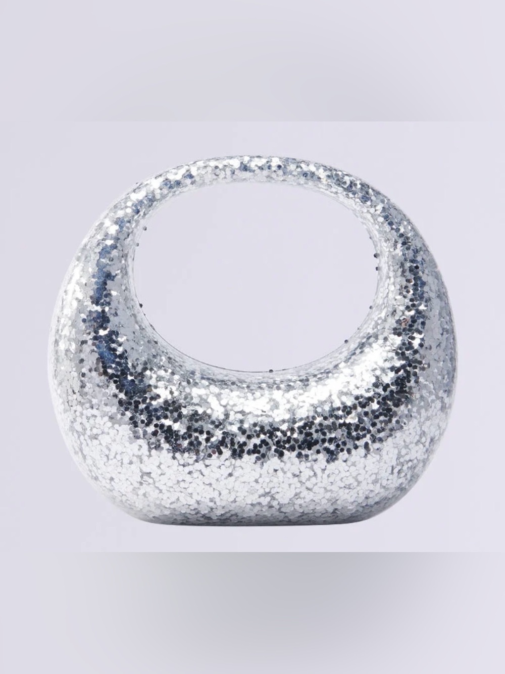NIB AKIRA Silver Glitter Circular Handle Bag